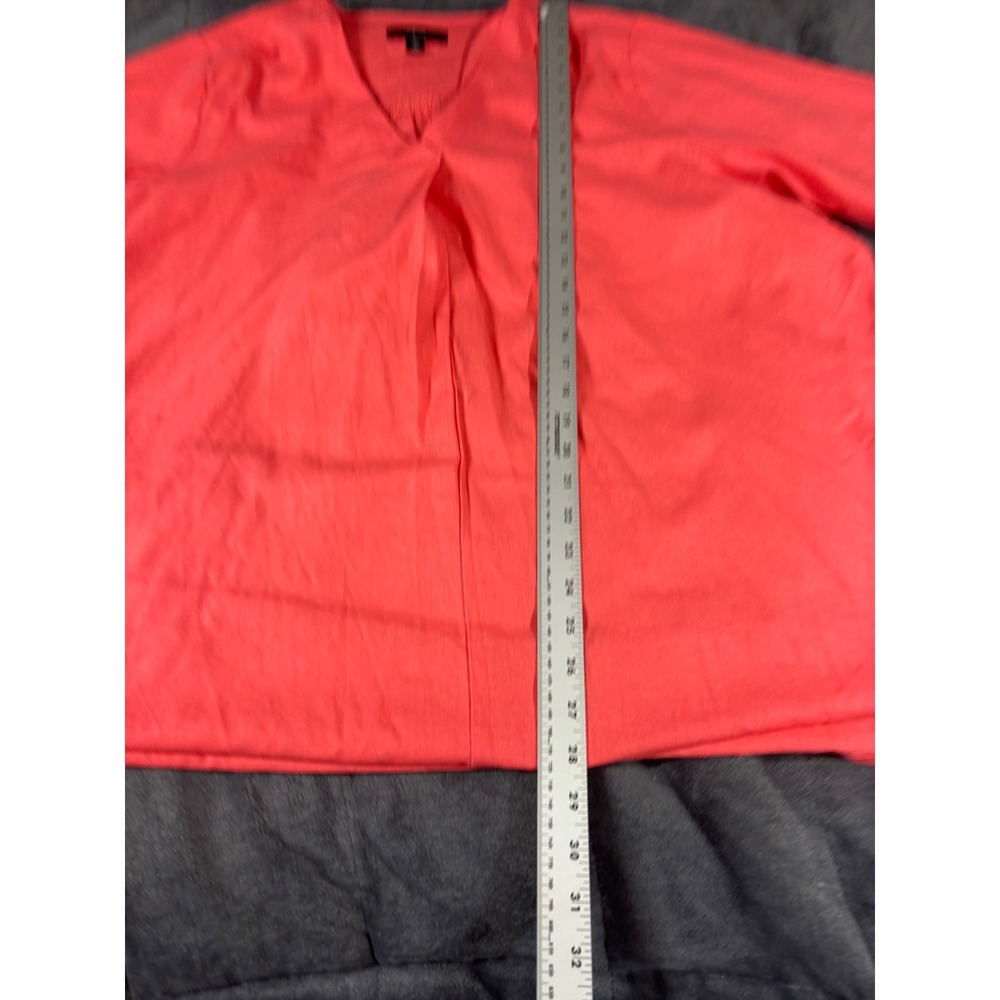 Ellos Womens Coral Linen Blend V-Neck Popover Blouse Top Plus Size 18/20 L - Picture 5 of 9